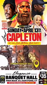 Make it a date & don’t be late ‼️‼️‼️ King 👑 Shango 🔥🔥🔥birthday bash. 🗓️Sunday April 13, 2025 📍Elegance Banquet Hall 2964 Main Street Hartford, Connecticut. 🎙️Featuring Live Performance by: #Anthonyb, @ikaya1soul @louieculturemusic & King 👑 Shango 🔥🔥🔥 & more‼️ 📣BUY 🎟️ tickets 🔗www.eventbrite.com/e/capleton-ct-fyah-birthday-bash-tickets-1217171926999 or Scan Qrcode on this flyer 🎟️Limited Early Bird Tickets: $35 usd 🎟️General Admission Tickets: $45 usd 🎟️VIP Tickets: $75 usd 🎫📍