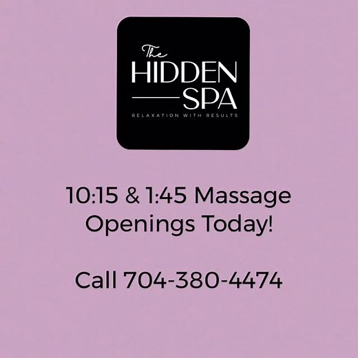 Rare Saturday Massage Openings! | The Hidden Spa, Statesville NC | Facebook
