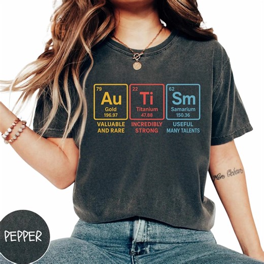 Autism Periodic Table Shirt, Vintage Distressed Graphic Tee, Au Ti Sm Funny Science Shirt, Comfort Colors T Shirt, Autism Awareness Gift - Etsy