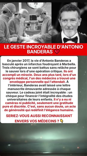 geste genereux antonio banderas medecins