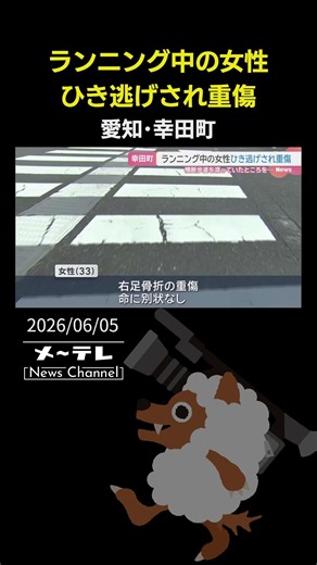 横断歩道を渡っていたランニング中の女性 車にひき逃げされ右足骨折の重傷