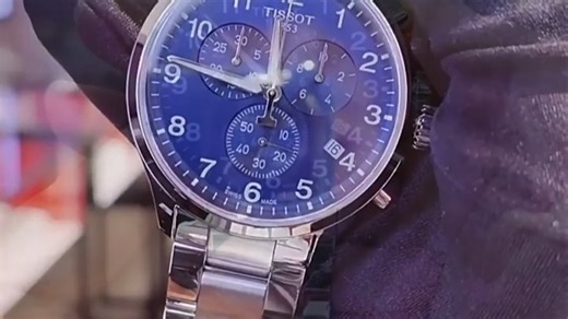 天梭官方授权店新款速驰系列蓝盘钢带石英男表 T11