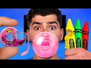 DIY Hubba Bubba vs School Supplies Challenge!