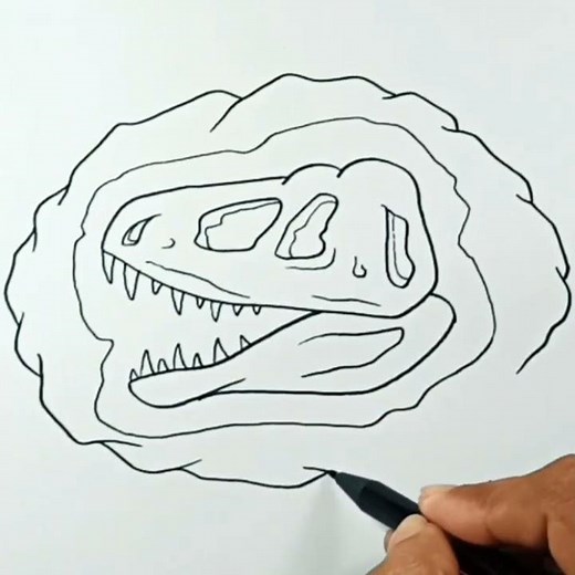 Easy Drawing Dinosaur Fossil #shorts