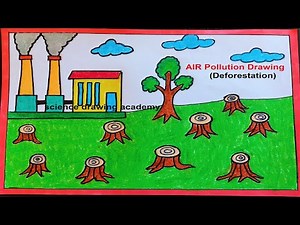 air pollution (land pollution or deforestation) drawing easy and simple way ‪@howtofunda‬