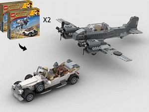 LEGO MOC-173739 Mercedes-Benz 770 and Messerschmitt Heavy Fighter - Alternate Build of 2 x 77012 Fighter Plane Chase (Indiana Jones 2024)
