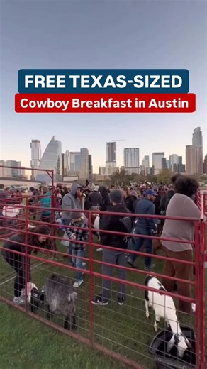 FREE TEXAS-SIZED BREAKFAST IN AUSTIN!🤠 Stop by the popular Cowboy Breakfast Day One of SXSW at @longcenter hosted by @RodeoAustin. Enjoy live music, dancing, animals, Western entertainment, and FREE parking at the Long Center Garage! Enjoy a delicious feast—all FREE! - Fluffy pancakes, sausage on a stick & Pulled pork breakfast tacos - Tortilla chips and salsa by @sietefoods & elpatio - Pecan pralines from @lammes1885 Candies - Milk, Juice & @JosCoffee 📍Friday March 6th 6am-8am Save, share & t