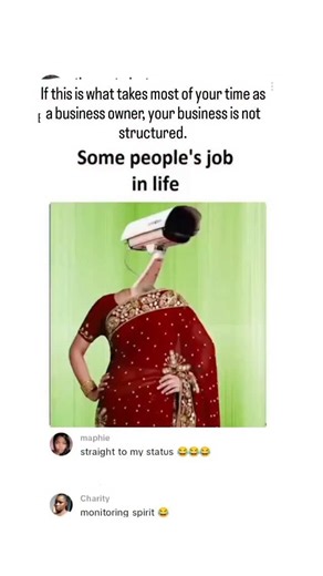 Nancy Nnadi | Business Growth Coach | The Money Boss on Instagram: "Some people’s full-time job in business is monitoring staff. Watching CCTV. Replaying footage. Zooming faces. Checking who stole what. Checking who is idle. Let me say this with love and truth 👇🏽 If this is what takes most of your time as a business owner, your business is not structured. Monitoring CCTV is a job on its own. It is not the job of the CEO. Your job is to: • Build systems • Create accountability • Increase sales 