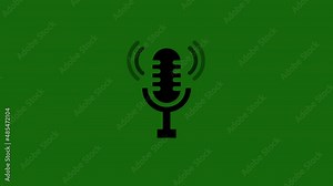 Podcast icon animation. green background. 4K motion animation.