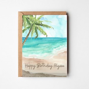 Beach Birthday Card, Personalized, Optional Inside Messages - Etsy