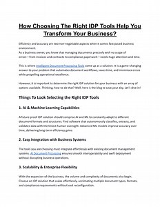 How Choosing The Right IDP Tools Help You Transform Your Business? - SlideServe