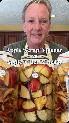 Another batch of Apple Vinegar is now under way. With this batch, I’m doing three (1) gallon jars. Each one is slightly different. Jar 1: apple chunks, no extra mother. (Middle jar on the video) Jar 2: apple scraps, no extra mother. (Jar to the right, my left) Jar 3: apple scraps, plus I added some mother. (Jar to the left, my right) We are going to see what all happens during this process. There has been so much controversy over what is “Apple Cider Vinegar” and what is “Apple Scrap Vinegar: AC