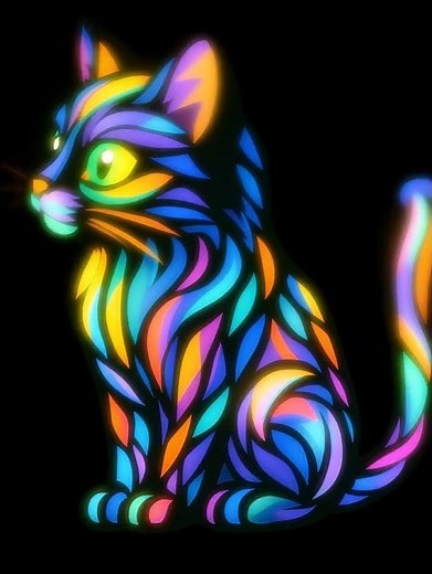 Trippy Neon Cat 🐾✨ | Psychedelic Digital Art | #PsychedelicArt #CatArt