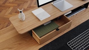 Solid Oak Desk Shelf Pro: Dual Monitor Stand With Drawer - Etsy UK