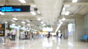 Download Slow motion blur people or tourist or passenger walking at airport terminal for free