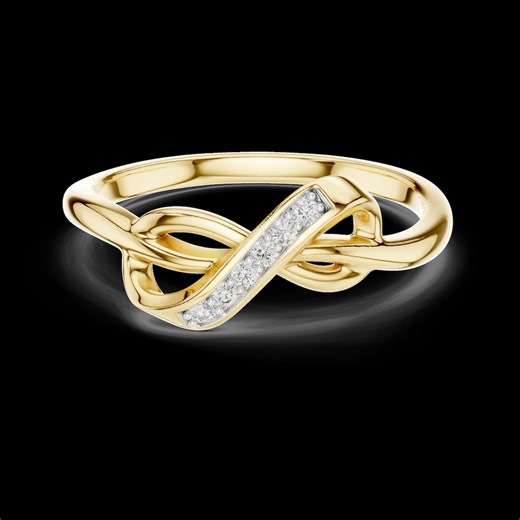 14K Gold Infinity Diamond Ring – Pave Stacking Band, Minimalist Promise Ring - Etsy