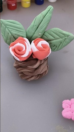 "💐🌷Clay Rose Flower Pot Making | Easy Clay Craft Tutorial"