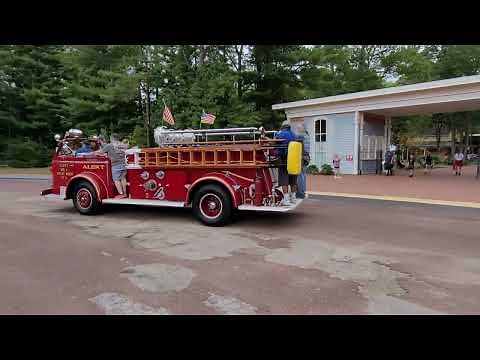 2022 Antique Fire Truck Parade Sirens & Lights Flashing at Wheaton Arts