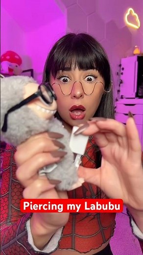 ASMR piercing my Labubu 😖 #asmr #shorts #comedy