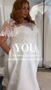 Curvy and plus size brides deserve to enjoy the same fun experience and choice as other brides! Don’t settle for one rail of dresses and dresses wide open at the back because they are too small. At our shop the dresses are cut for a curvy figure and ALL the samples are 18-36. #plussizeweddingdress | The Bridal Suite PLUS SIZE Wedding Dress Shop