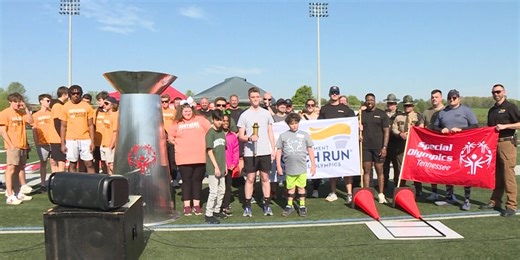 Elementary and middle school students participate in track and field events as part of Special Olympics