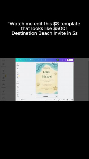 Say 'I Do' by the ocean waves! 🌊 This beautiful Watercolor Beach Invitation is perfect for destination weddings or coastal/tropical events. Features seashells and a relaxing blue and sand palette. STOP PAYING $500s for custom designs. LIMITED TIME OFFER! 🛒 Tap the link in our bio to shop this $8 destination template! #destinationwedding #beachwedding #8dollartemplate #weddingtiktok #coastalwedding