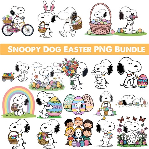 Snoopy Easter PNG Clipart Bundle, Spring Beagle Designs (digital Download) - Etsy