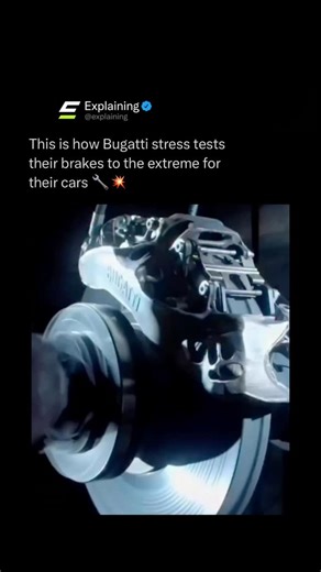 Explaining on Instagram: "Bugatti tests its brakes at levels most cars will never experience. 🏎️🔥 To handle speeds over 250 mph, Bugatti puts its braking systems through repeated full-force stops from extreme speeds, generating temperatures hot enough to glow. Massive carbon-ceramic discs, multi-piston calipers, and advanced cooling systems are pushed until failure just to understand the limits. The result is braking power designed not just for speed, but for survival, ensuring the car can sto