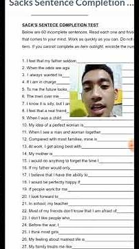 Neuro Psychiatric Examination Preparation: Sack Sentence Completion Test