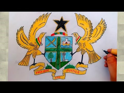 how to draw coat of arms of ghana I how to draw the coat of arms of ghana step by step