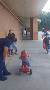 32K views · 240 reactions | Chucky loves the kids!  Cr: (TikTok)makingwookiee #ChuckyTricycle #ChildsPlay #Chucky #NewSoulsToSteal #ChuckyTrike #YupThatsScary #Kroger #Lawrenceville #fyp #fyp #halloweenideas #halloweencosplay #halloween | EZCosplay Costumes | Facebook