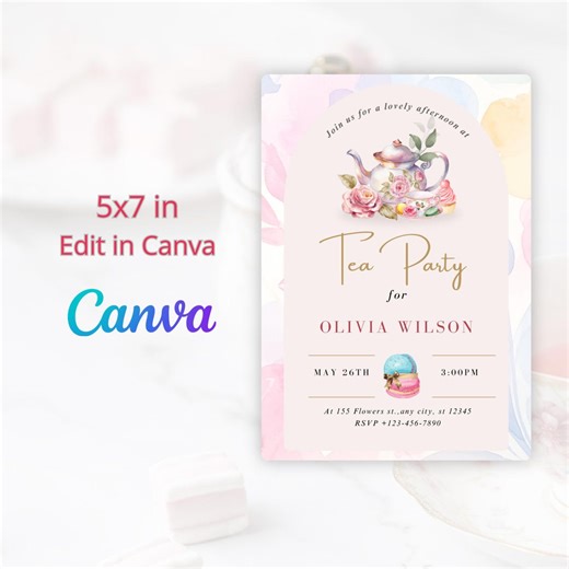 Tea Party Invitation | Elegant Floral Tea Party Invitation Template | Garden Party Invite (Digital Download) | tea Party