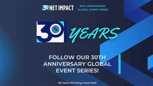 Can you believe Net Impact has existed for over three decades?  We're celebrating three decades of work with our 30th Global Event Series. Head to the link and register for our upcoming events. https://lnkd.in/gYvSZPEm | Net Impact | Facebook