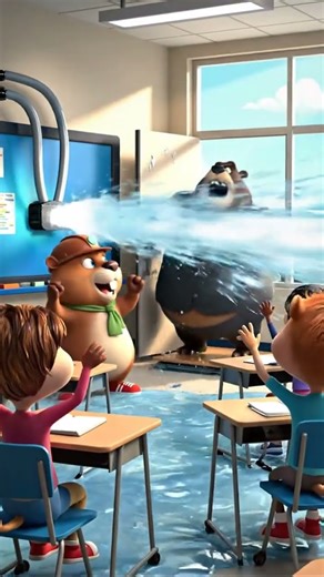 Beaver Floods the Classroom Smartboard Cooling Tubes 🦫📊💧👨‍🏫📱 #SmartFlood