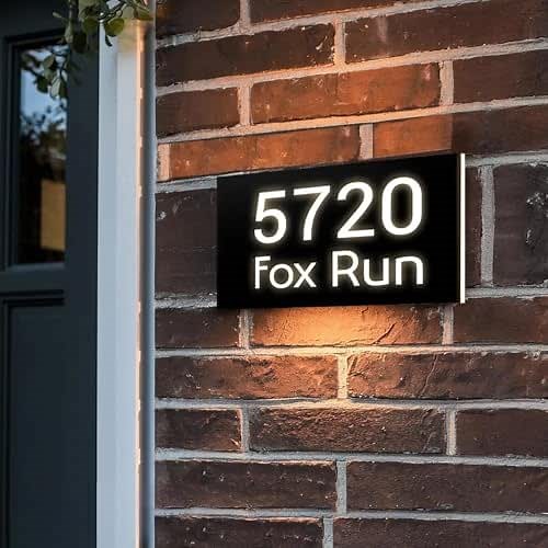 Custom LED Backlit House Number Sign Modern Illuminated Address Plaque Personalized House Sign Lighted Address Plaque