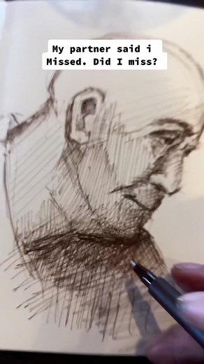 Did i miss? Drawing someone eating that doesnt know their being drawn is hard. Lol #art #draw #portrait #backalleyart #arttribe