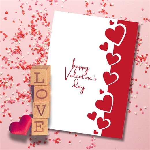 Valentine’s Day Printable Card 5x7 | Romantic Red Heart Design | Instant Download - Etsy