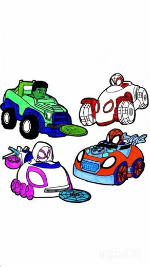 Drawing Spidey and His Amazing Friends with Their Cars #spiderman #drawing #art #shorts