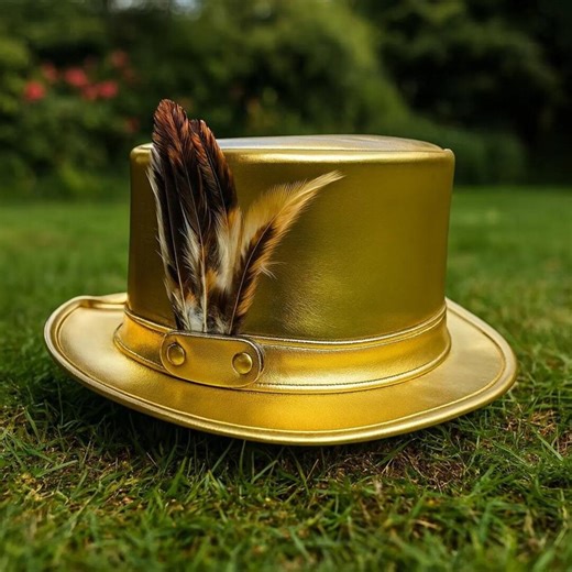 Handmade Gold Leather Top Hat With Metallic Steampunk Style for Festival Cosplay Fashion - Etsy