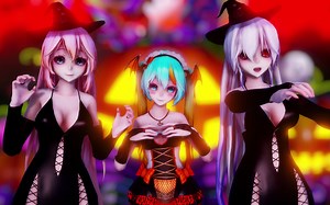 【MMD】Spooky Scary Skeletons【Halloween Haku、Miku、Luka】【搬运】