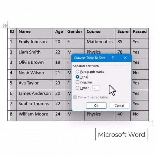 Microsoft Word Converting Tables to Text