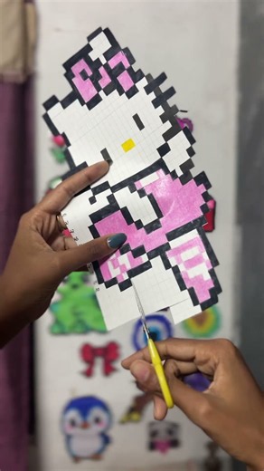Hello kitty Pixel Art🎨🖌️|Watch me create a cute hello kitty pixel art🎀🐈#hellokitty #pixelart