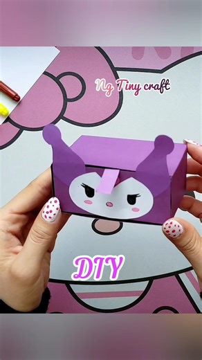 Cute DIY Kuromi Drawer Organizer 💜/ Easy Desk Organizer Ideas You’ll Love ❤️ #diy #shorts #art #fun
