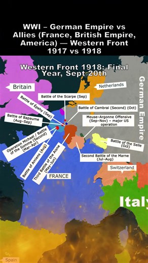 HU WWI – German Empire vs Allies France, British Empire, America — Western Front 1917 vs 1918