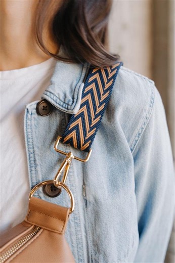 Chevron Bag Strap: Adjustable Shoulder or Guitar Strap With Gold Hardware - Etsy