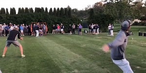Jered Weaver pitching at country club for fun