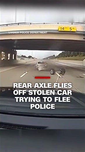 Rear axle flies off stolen car trying to flee Michigan police
