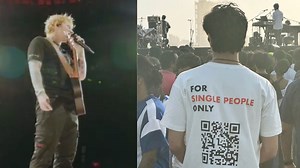 'For Single People Only': Man Attending Ed Sheeran's Concert Spotted Wearing QR Code-Themed T-shirt, Here's What It Lead To