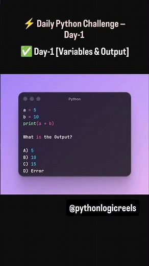 ⚡ Daily Python Challenge — Day 1 PythonLogicReels python #python #coding #reels #pythonree