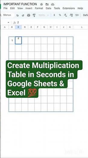 Create Multiplication Table in Seconds in Google Sheets & Excel 💯 #googlesheets #excel #office